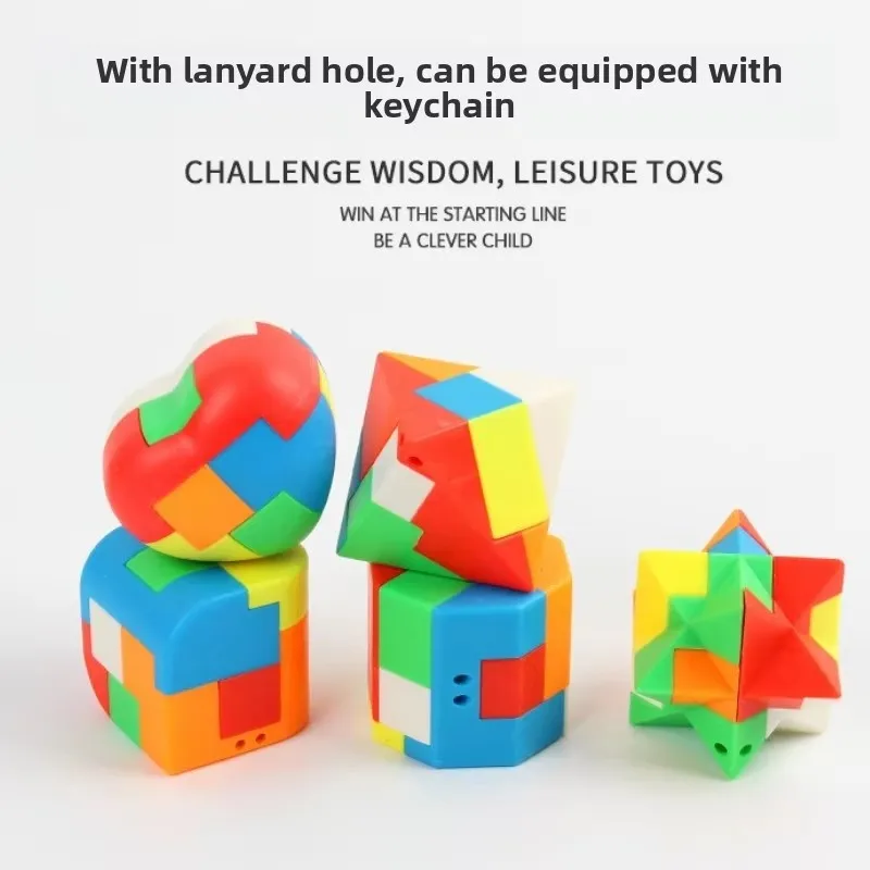 12PCS 3D 퍼즐 루반 자물쇠 열쇠고리 두뇌 게임 매직 큐브 지능 어린이 교육용 장난감 어린이 및 성인용 스트레스 해소
