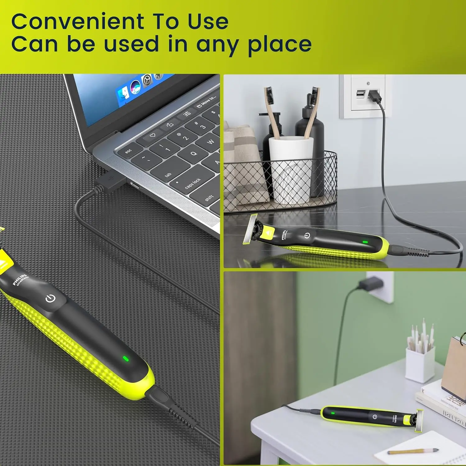 Charger Cord for Philips Norelco OneBlade QP2724, QP2834, QP1324, MG5910, MG7910, MG9510, X5006,Shaver 2400 2-Pack, 3,3ft