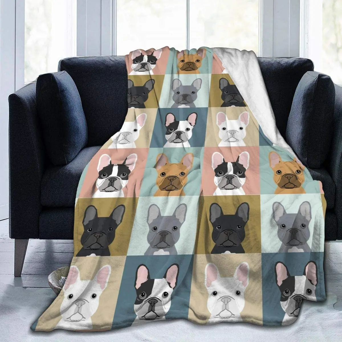 

French Bulldog Dog Cute Ultra-Soft Flannel Printed Blanket Velvet Plush Throw Blanket Nap Cover High Quality Home Use Sofa Decor