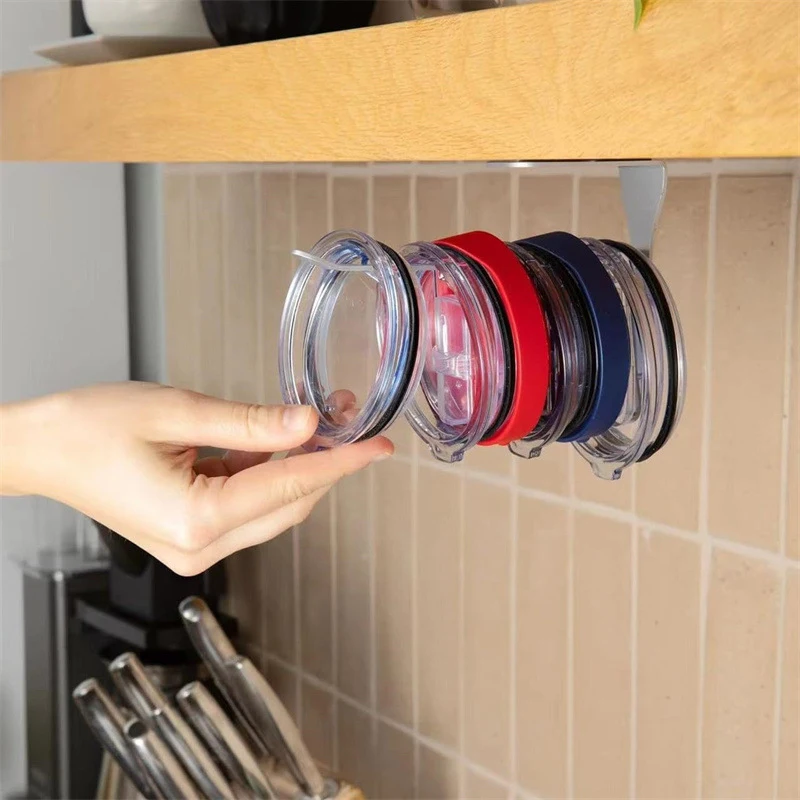 Pengatur tutup Tumbler, pengatur tutup cangkir untuk tutup Tumbler Modern sederhana, kait tutup berperekat untuk dapur