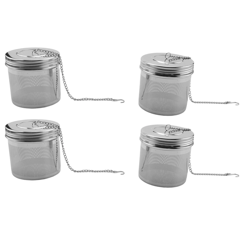 

4 Pack Large Tea Ball Infuser For Loose Leaf Tea & Spice Infuser For Cooking, Threaded Lid, Extra Fine Mesh Tea Strainer