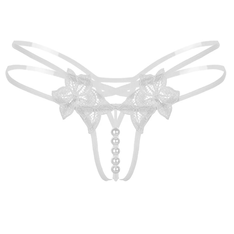 ملابس داخلية نسائية مثيرة على شكل حرف T ملابس داخلية نسائية على شكل حرف T من الخلف ملابس داخلية لؤلؤية من الدانتيل ثونغ ملابس نسائية حميمة بدون حمالات على شكل حرف G مفتوحة المنشعب