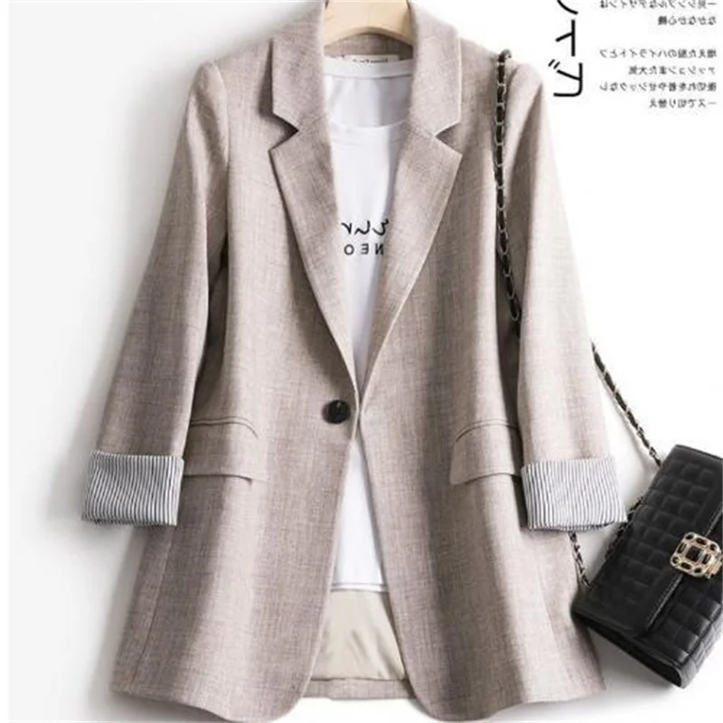 New Ladies Long Sleeve Spring Casual Blazer New Fashion Business Plaid Suits Women Work Office Blazer Women Coats Woman Jacket