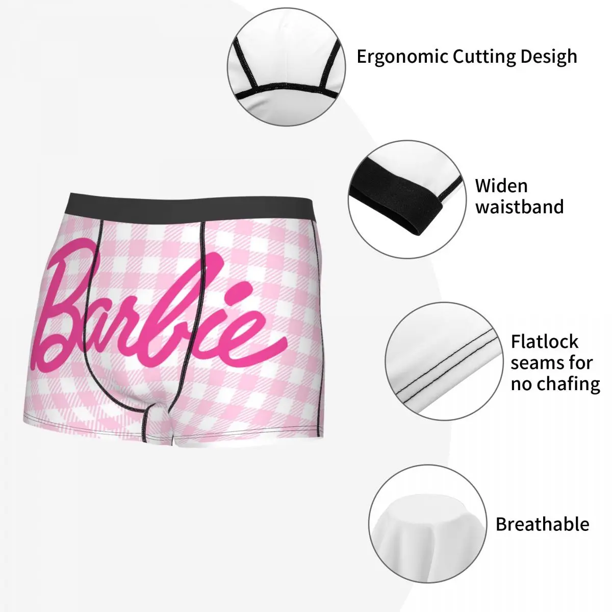 Custom Barbie Underwear Men Print Boxer Briefs Shorts Panties Breathable Underpants