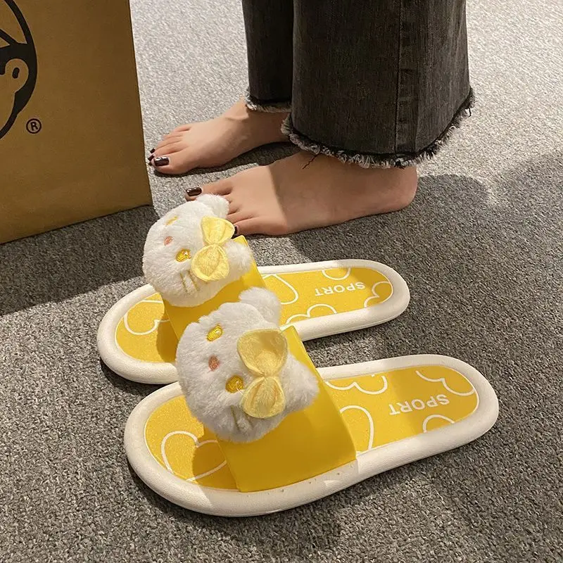 การ์ตูน Sanrio ซีรีส์ Hello Kitty สาวน่ารัก นุ่ม สบาย กันลื่น ทนต่อการสึกหรอ น้ําหนักเบา รองเท้าแตะลําลองทันสมัย