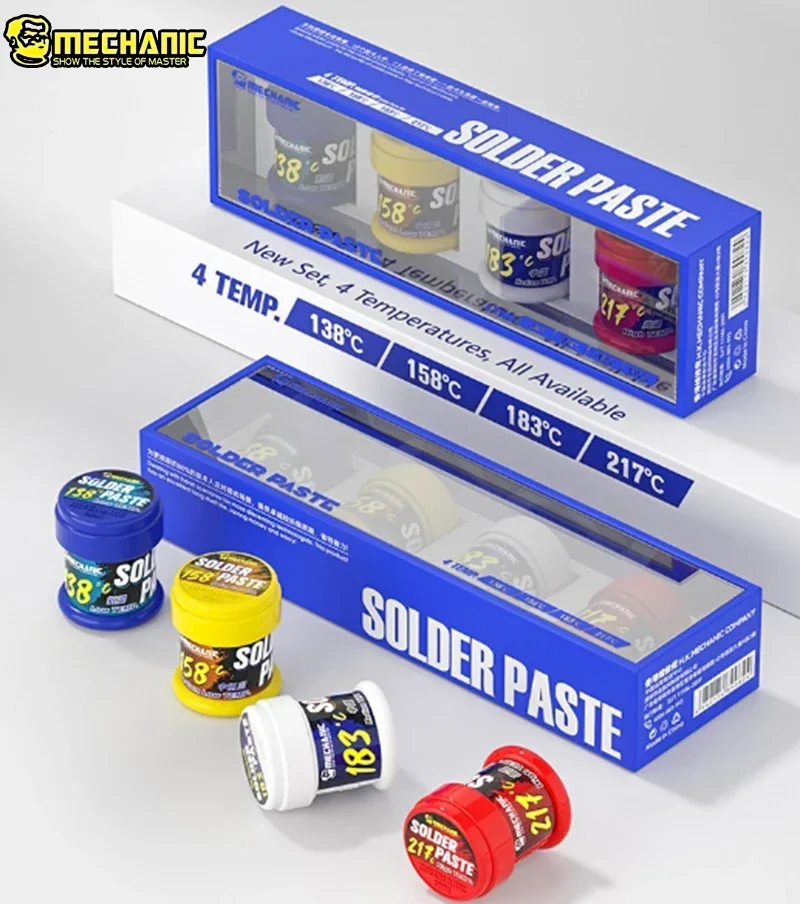

【MECHANIC】4 in 1 Special Edition Set Solder Paste for Motherboard Chip CPU Planting Tin Repair Solder Flux 138℃/158℃/183℃/217℃