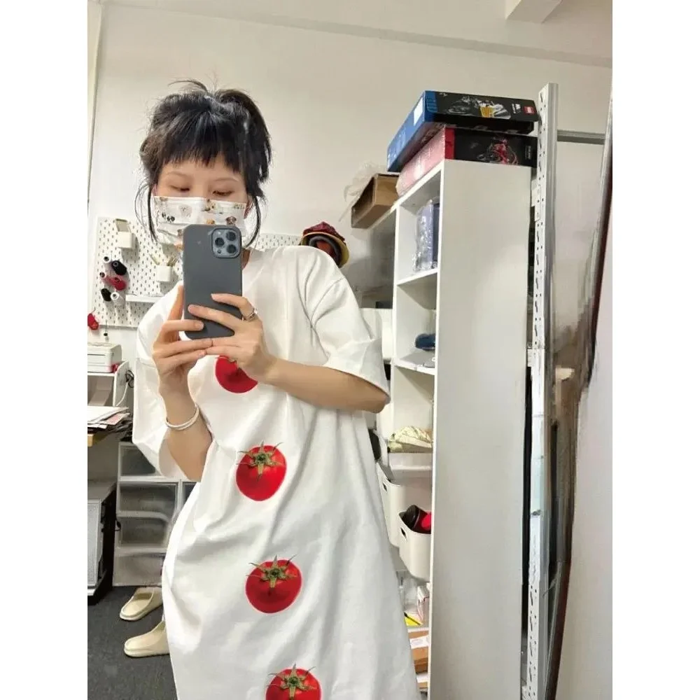 T-shirt Long d'été Harajuku Faion Dr Women One Cleanfit H 00%, tissu en lin, autre matériau 00%