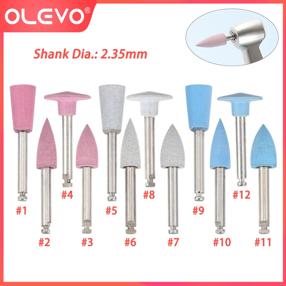 OLEVO 10/12 Pcs Dental Silicone Polishing Grinding Heads for Low-Speed Handpiece 2.35mm Teeth Polisher Odontologia Lab Tools