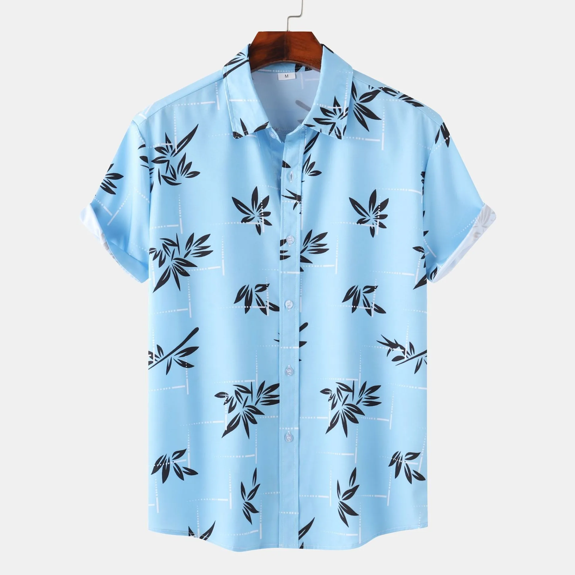 Camisa de manga curta estampada na praia havaiana masculina, blusa solta extragrande, moda casual para menino, verão