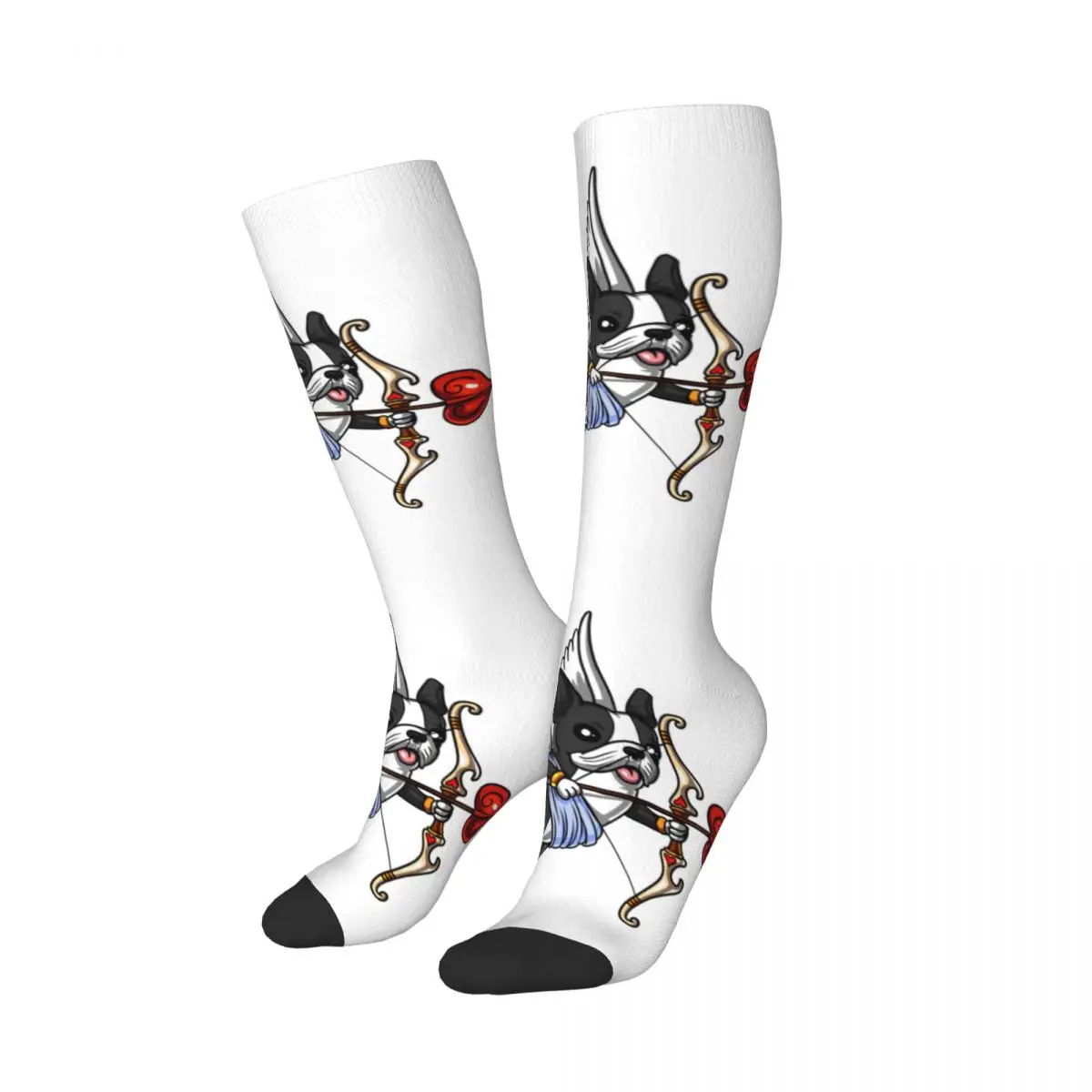 Fun Printing Cute French Bulldog Cupid Socks for Girl Women Stretchy Sports Knee High Pet Animal Puppy Stockings