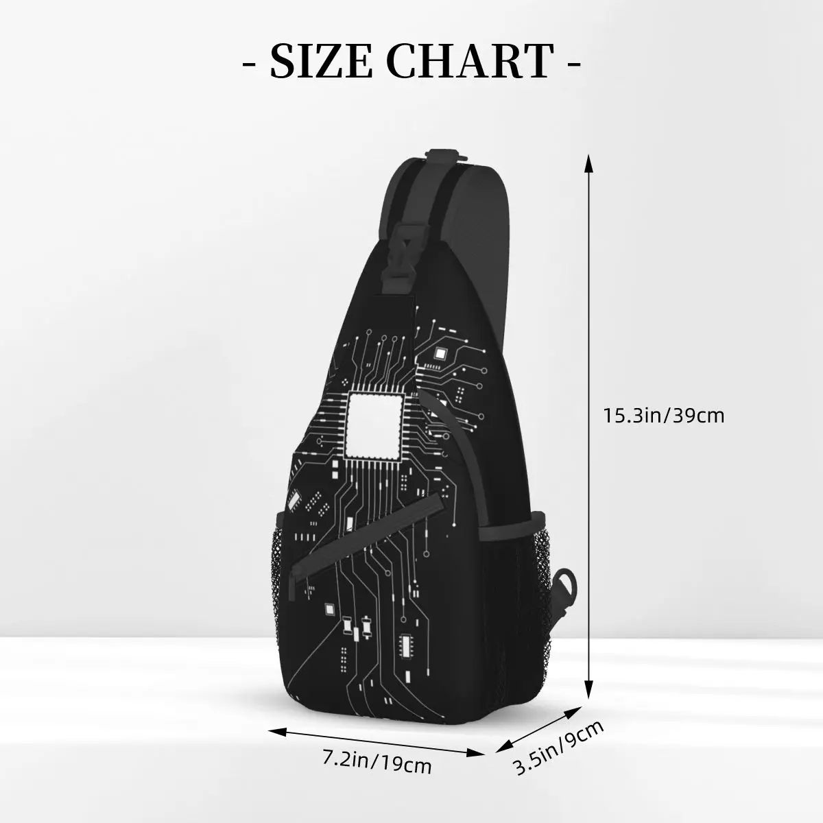 컴퓨터 CPU 코어 하트 크로스바디 슬링백, 시원한 체스트백, 해커 PC 게이머 숄더백팩, 데이팩 하이킹 야외 사이클링 가방