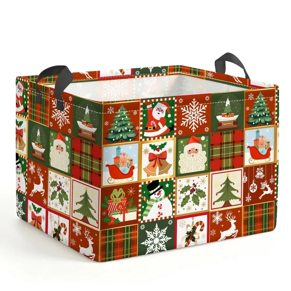 Cartoon Snowman Christmas Storage Basket Large Capacity Dwarf Pattern Christmas Gift Basket Non-Woven Rectangular