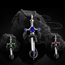 Fashion Men Stainless Steel Dragon Sword Necklace Hip Hop Necklaces for Men Stainless Steel Jewelry Halloween Anniversary Gift