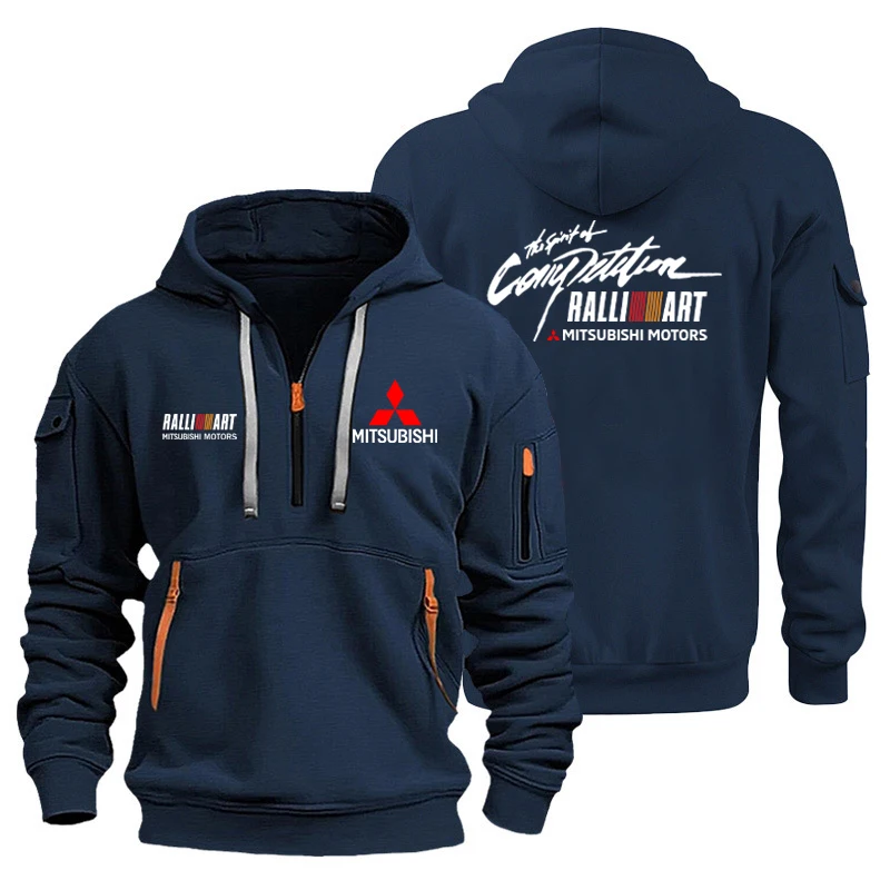 

Mitsubishi Evo men's half hooded sweatshirt with zipper spring and autumn men's sweatshirt Mitsubishi racing Ralliart