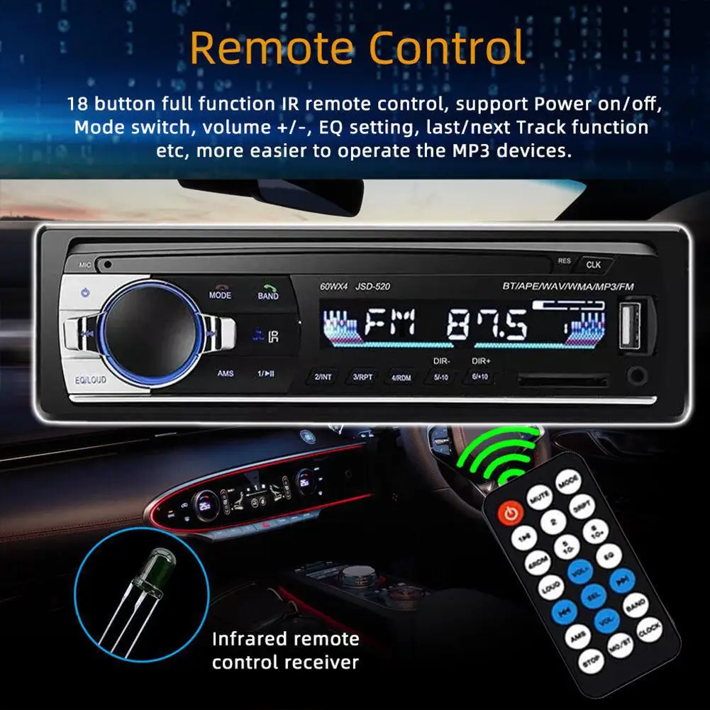 Car Mounted Bluetooth MP3 Single Chip Car Card Insertion USB Flash Drive FM Radio Bluetooth MP3