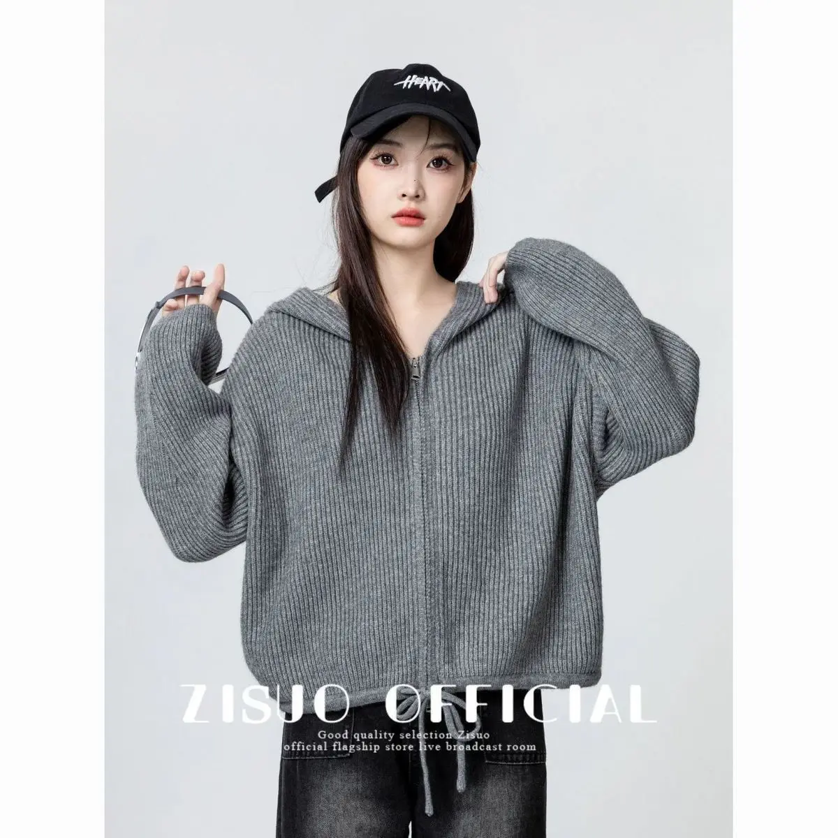 Rits met capuchon 2025, herfst en winter, nieuwe losse stijl gebreide trui vest jas top