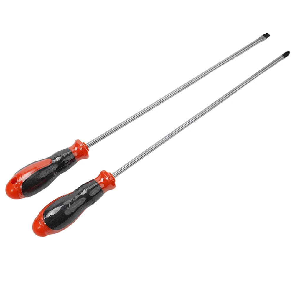 1/2pcs Extended Cross/Slotted Screwdriver 300mm 6mm Chromium Vanadium Alloy Steel Rubber Hand Tools Screwdriver Nutdrivers