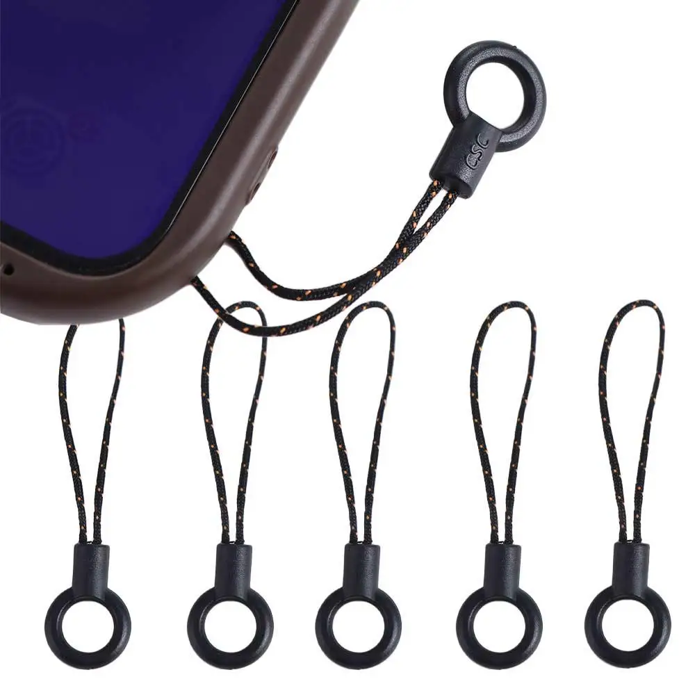 

Black Circle Mobile Phone Lanyard Small Rope Head Phone Charms Lanyard Lariat Cords Anti-lost Multifunction Cellphone Strap
