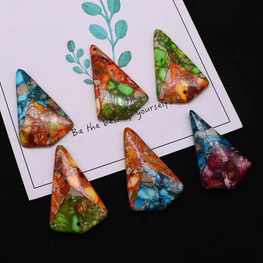 Emperor Stone Grinding Splicing Triangle High Design Sense Single Hole Exquisite Synthetic Pendant Manual DIY Jewelry Accessory
