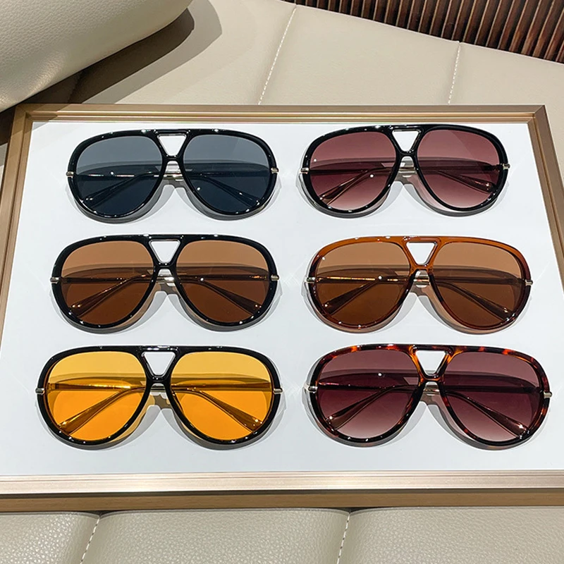 

6 Piece Set Sun Glasses Fashion Big Frame Women Pilot Sunglasses Trendy Men Outdoor Driving Holiday Accessory Eyewear UV400