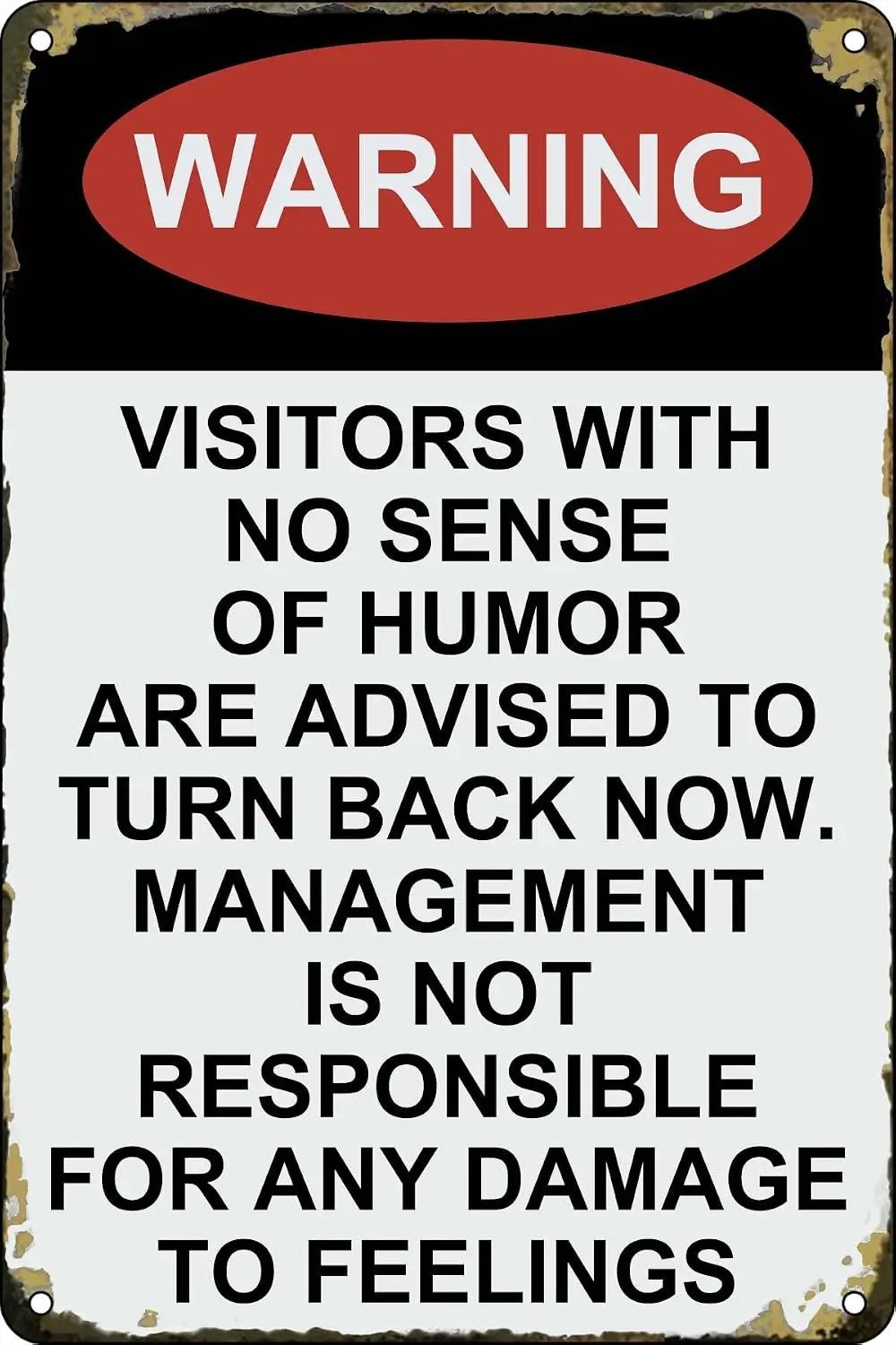 Warning Vintage Metal Tin Signs Warning Visitors With No Sense of Humor are Advised to Turn Back Now Sign for Home Bar Pub  sign