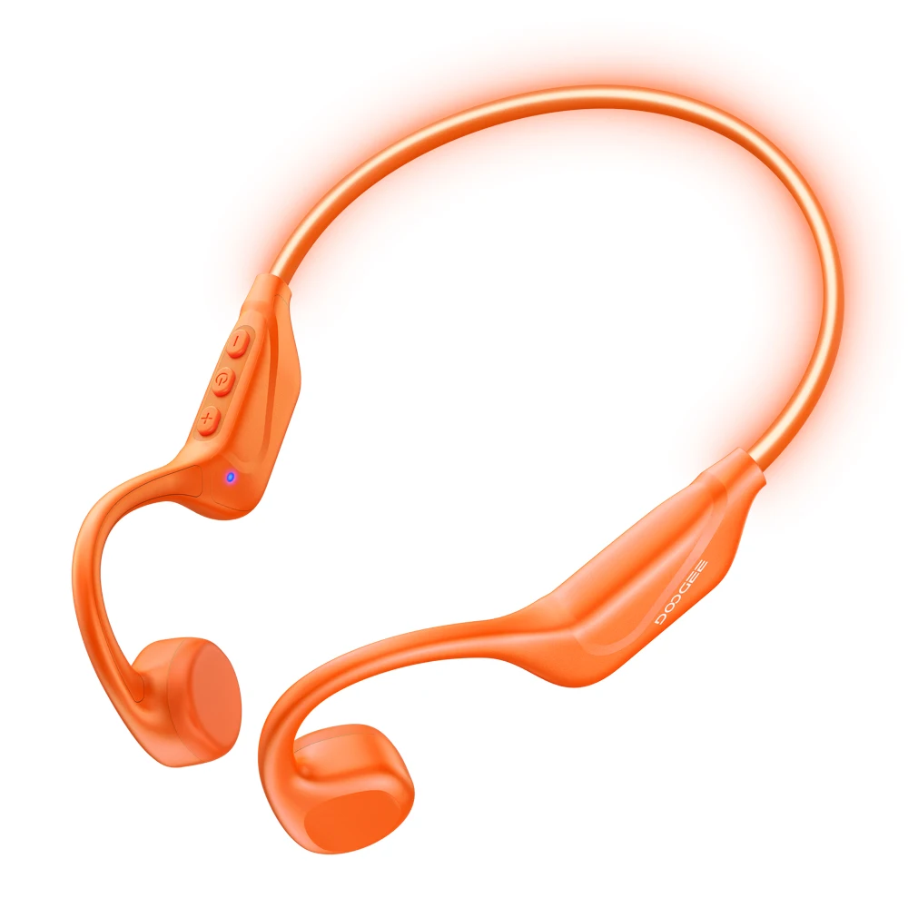 Écouteurs sportifs à conduction osseuse DOOGEE BoneBeat Run Ray, casque sans fil à oreilles ouvertes, étanche IP66 avec lumière sportive pour l'extérieur