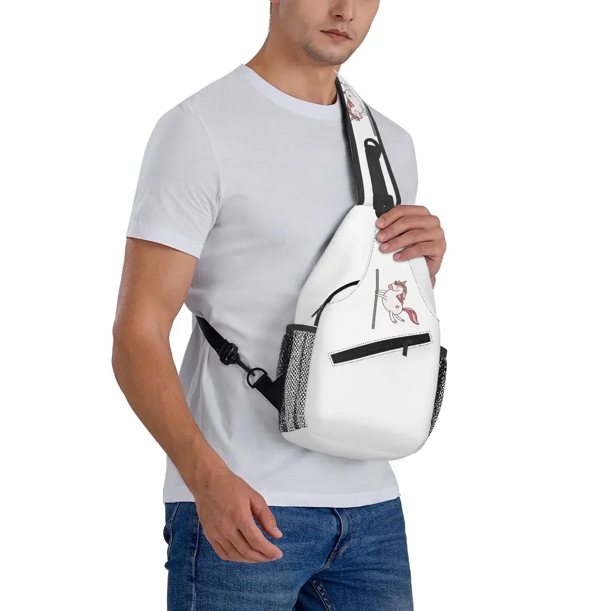 Bolso de pecho de unicornio de baile en barra, mochila cruzada para hombre, bolso de pecho, mochila de viaje para senderismo, bolso de hombro