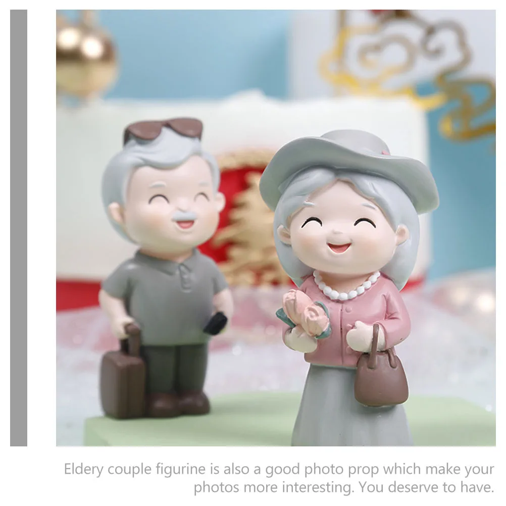 

2Pcs Resin Elderly Couple Statue Wedding Anniversary Decoration Grandma Grandpa Desktop Ornament Romantic Couple Home Party