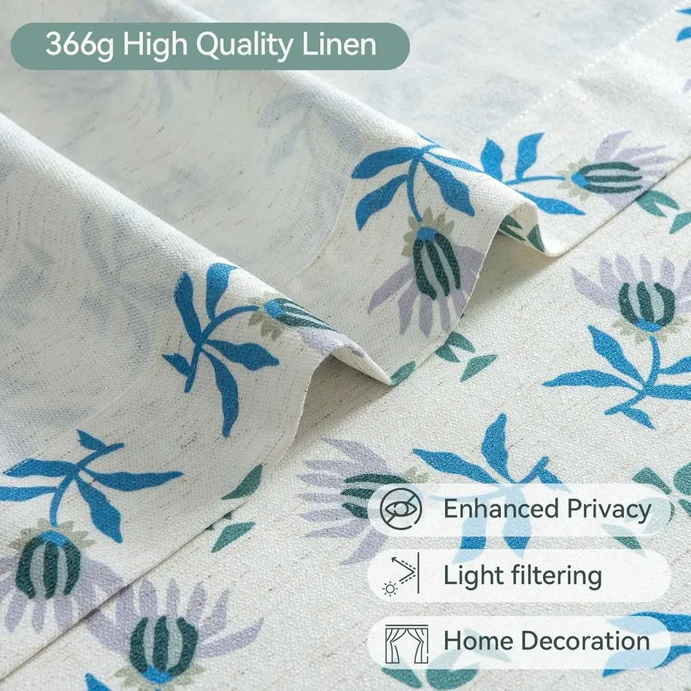 ستائر كتان أنيقة بطيات، 95 طويلة، لمساحات المعيشة مع خطافات، لوحين، 40 واسعة