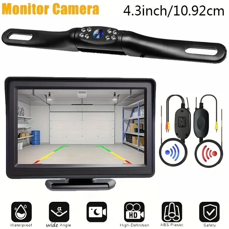 

Wireless Car Backup Camera Easy Installation, 4.3'' Rear View Monitor With Night Vision Camera Kit For Car Pickup Truck Minivan