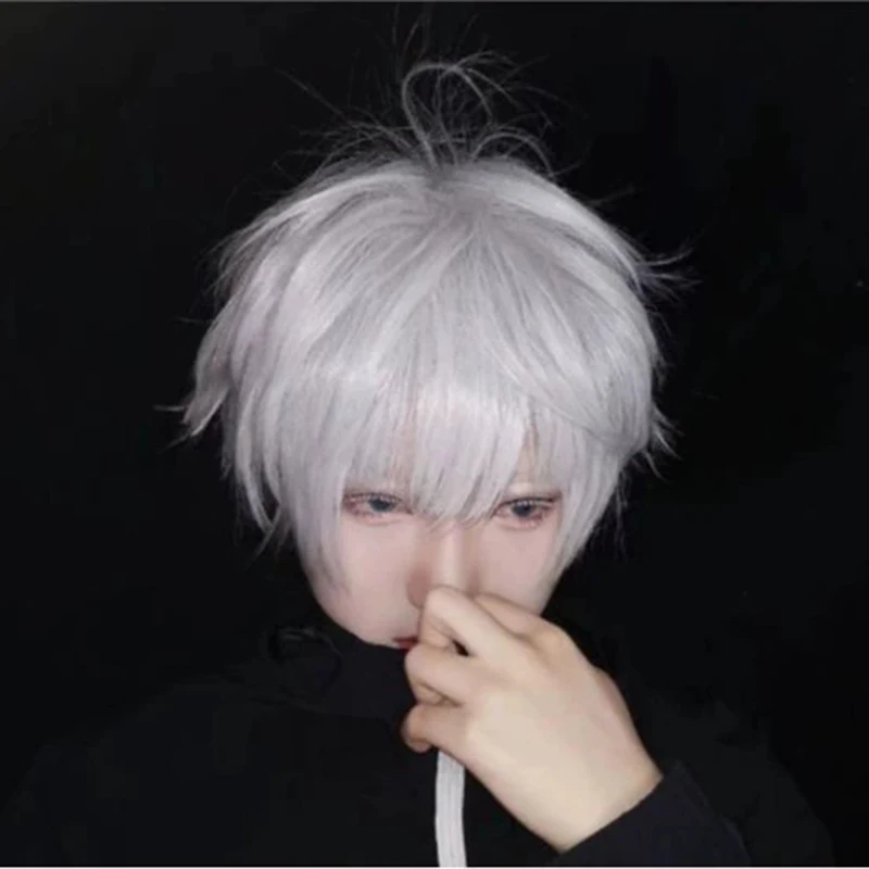 

Anime Jujutsu Gojo Satoru Cosplay Wig Women Men White Short Hair Heat Resistant Synthetic Wigs Halloween Carnival Prop
