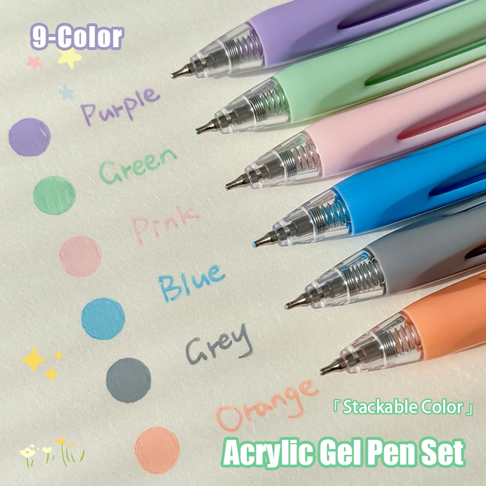 

Набор 9-цветных акриловых гелевых ручек, штабелируемые цветные ручки 0,7 мм, подходят для бумаги, стекла, керамики, пластика, профессиональных маркеров для рисования