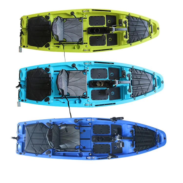 9ft Modular Sit-On-Top Fishing Kayak 1 Person Detachable Propeller Pedals Drive Electric Motor 2 Sections Ocean Boat PE Material