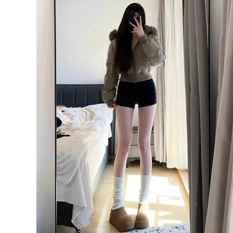 High Waist Black Denim Shorts Women's Slim Fit Elastic Wear-resistant Spring Summer Fashionable -length A-line Hot Pants