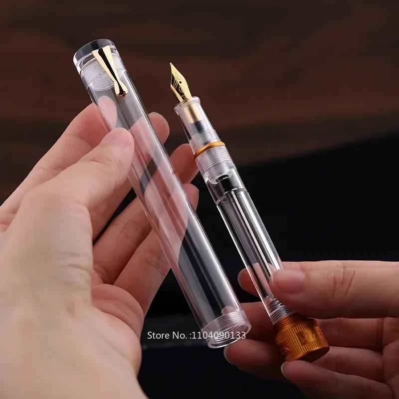 MAJOHN V1 Transparent Demonstration Negative Pressure Inking Pen Gold Plated Pointed Male Female Same Style Daily Gift Pen