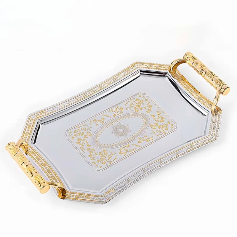 

New hotel kitchen gold stainless steel serving tray