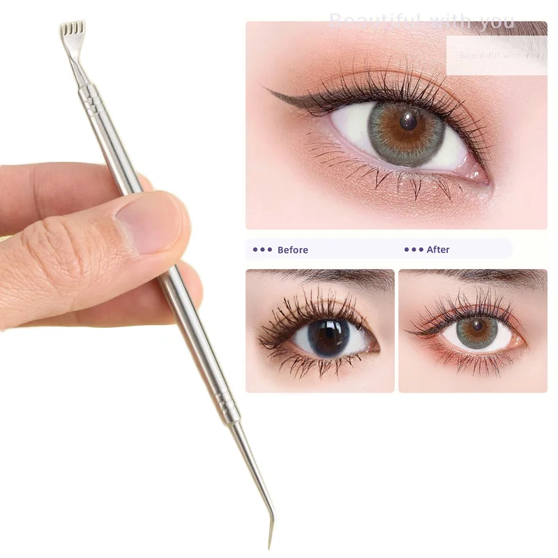 Tiges de nettoyage en acier inoxydable, outils de levage permanente des cils, outil de séparation des cils, maquillage de beauté, stratification d'extension des cils