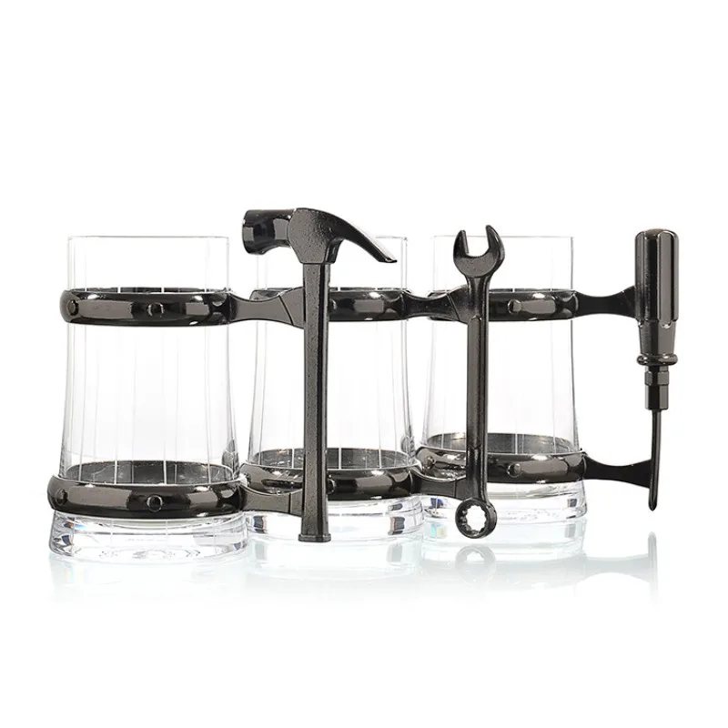 Beer mugs, large capacity transparent crystal glass wine glass set, bar draft beer mugs