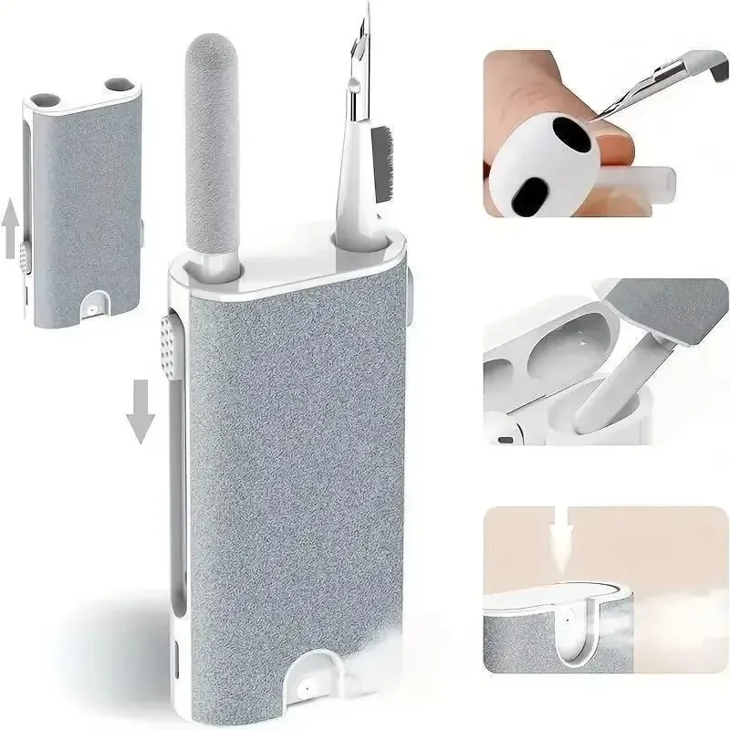 Kit di pulizia 5 in 1 Fotocamera Telefono Tablet Strumenti per la pulizia dello schermo del computer portatile Spazzola per penna per la pulizia degli auricolari per computer Airpod Pro 3 2 1