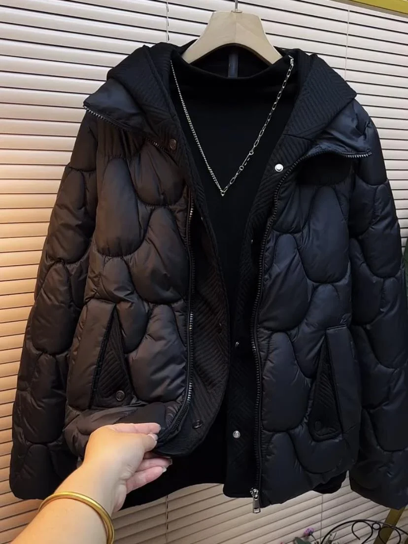 

Корейская утепленная хлопковая куртка с капюшоном больших размеров, модная зимняя верхняя одежда для женщин, утолщенная, с длинными рукавами, на молнии