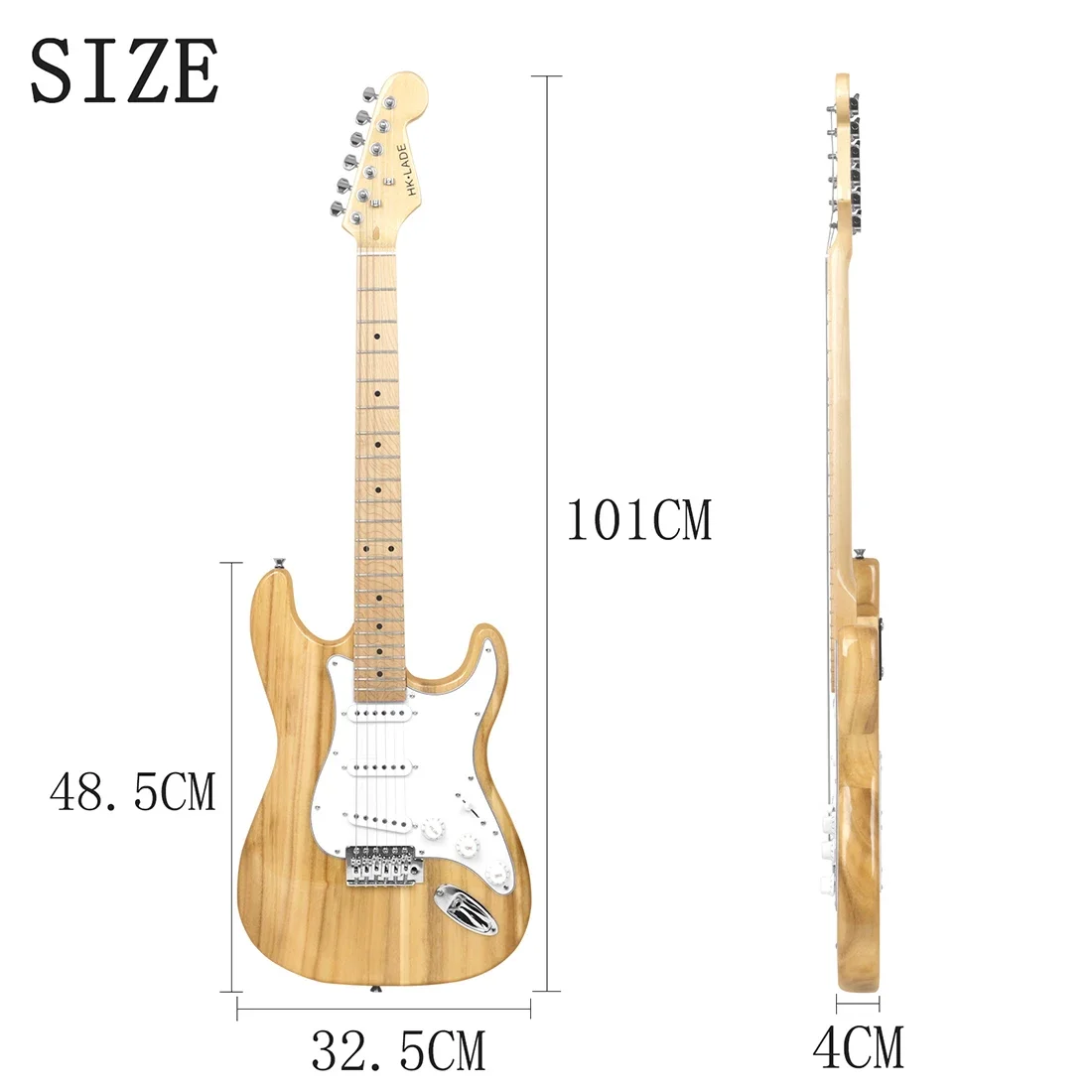 39 Zoll 22 Bünde ST E-Gitarre 6 Saiten Ahornkorpus E-Gitarre mit Tasche Verstärkergurt Gitarrenteile & Zubehör