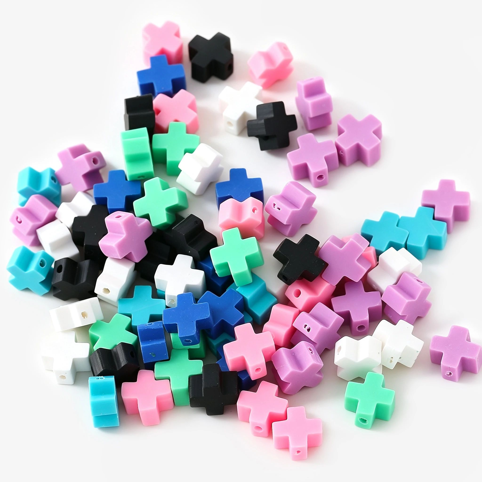 MHS.SUN 1000pcs/Lot Polymer Clay Cross Charm Colorful Spacer Beads DIY Making Bracelet Necklace Simple Jewelry Wholesale