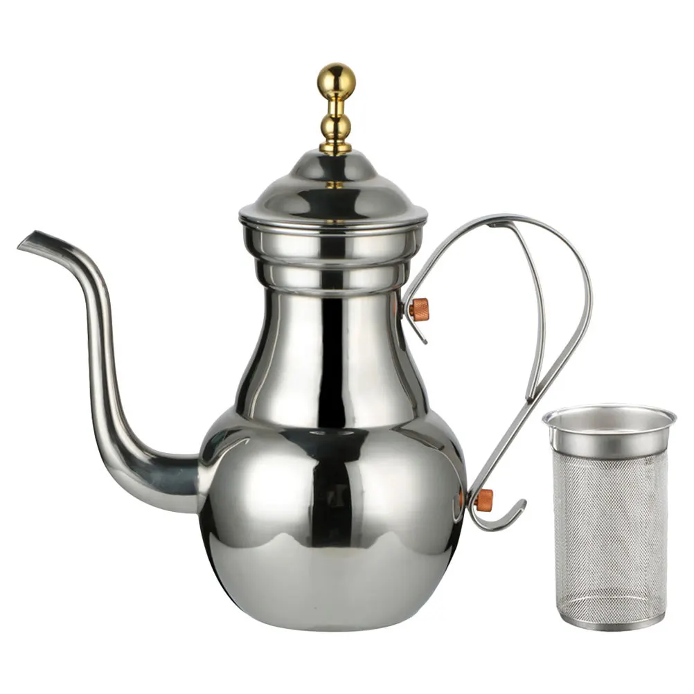 

1.5L Stainless Steel Tea Pot Long Spout Coffee Kettle Filter Design Brewing Pot Household Kitchen Bar Tool Coffee