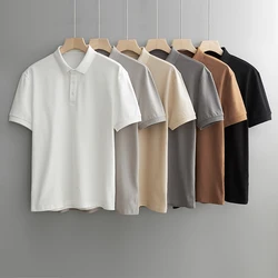 Light Luxury Cotton Polo Shirt Men's Summer Thin Casual Lapel Short Sleeve Men's Shirt Trendy Half Sleeve Slim T-shirt