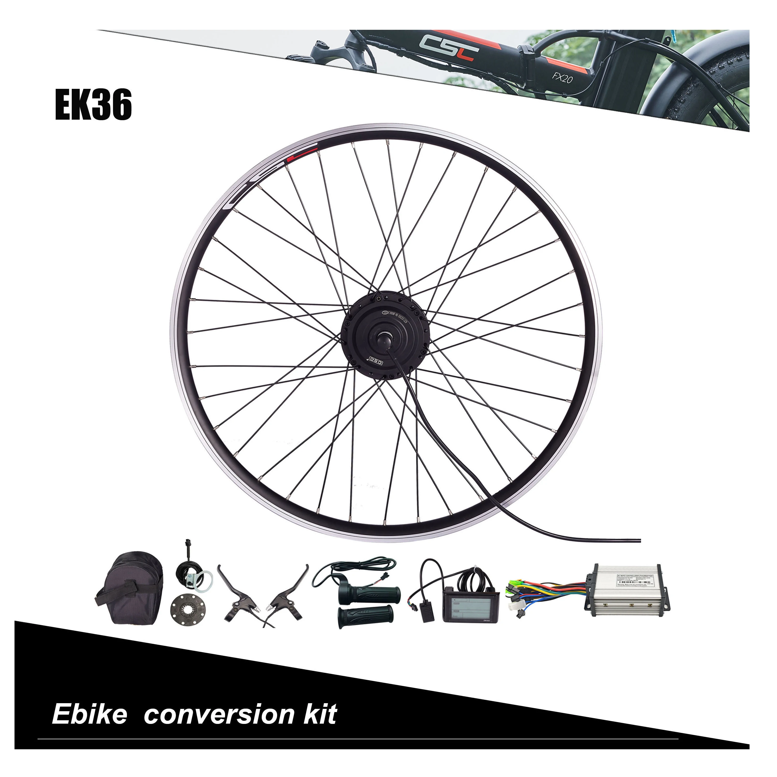 CSC الاتحاد الأوروبي الأسهم لا ضريبة دراجة كهربائية تحويل عدة 36 فولت 250 واط 350 واط 500 واط فرش موجهة محور المحرك 20-29 بوصة 700C SW900 Ebike عدة #1