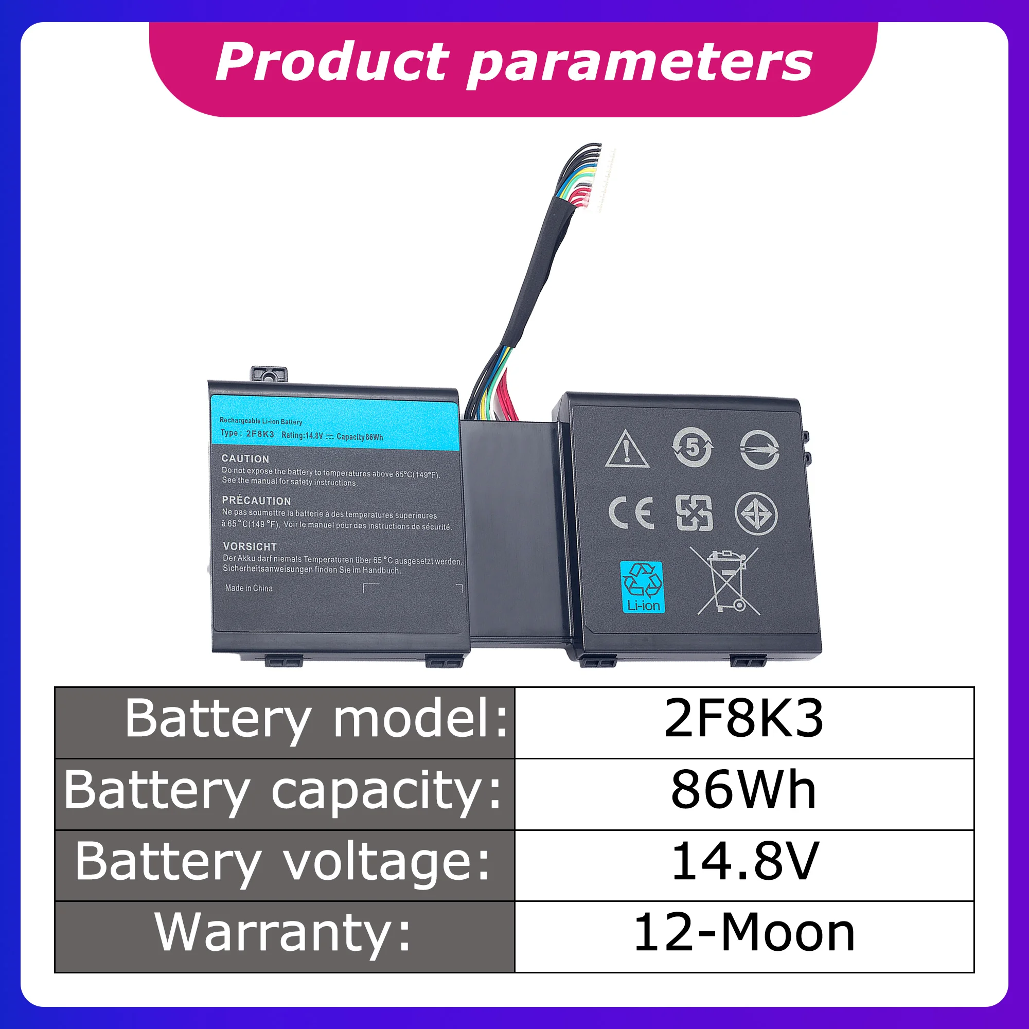 2F8K3 New 86Wh Laptop Battery Li-ion For Dell Alienware 17 17X M17X Alienware R3 Notebook KJ2PX G33TT In Stock