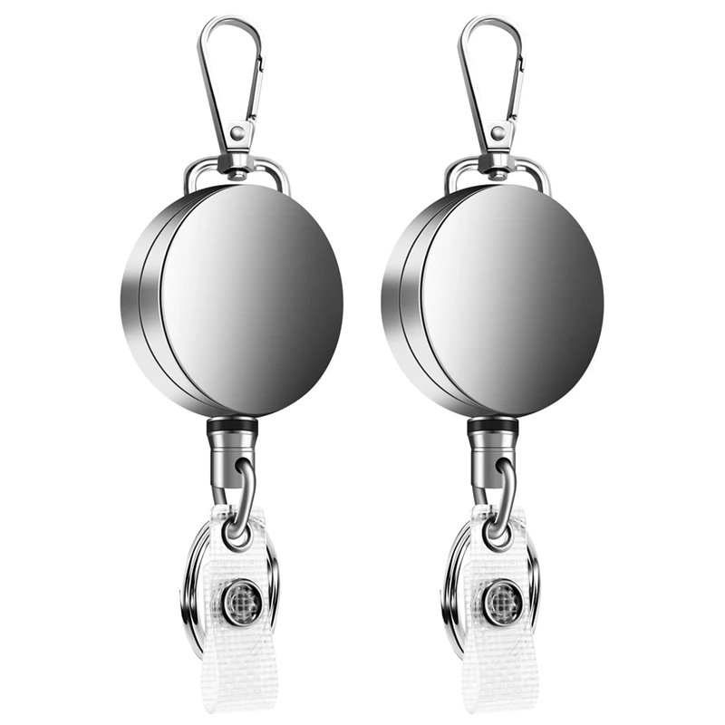 AU61-2 Stück einziehbarer Schlüsselanhänger mit Ausweis, Umhängeband, Namensschild, Kartenhalter, Rückstoßrolle, Gürtelclip