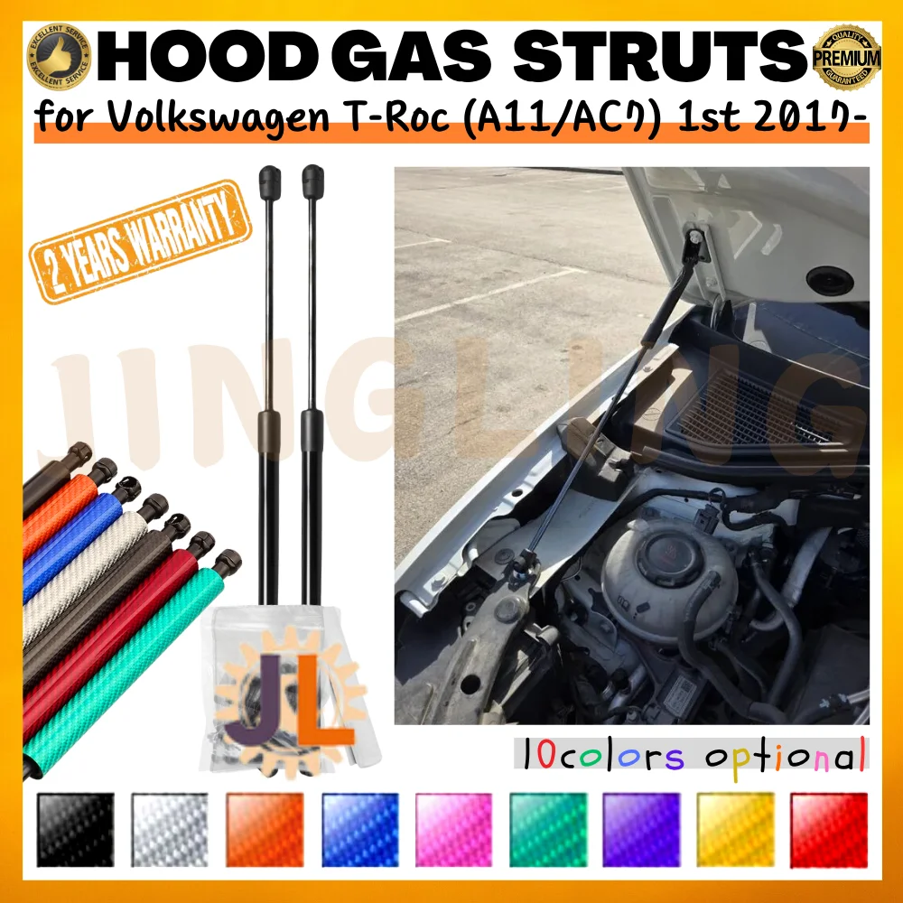 

Qty(2) Стойки капота для Volkswagen T-Roc (A11/AC7) 2017-2024, модифицированные газовые пружины переднего капота, амортизаторы, опоры для подъема, демпферы