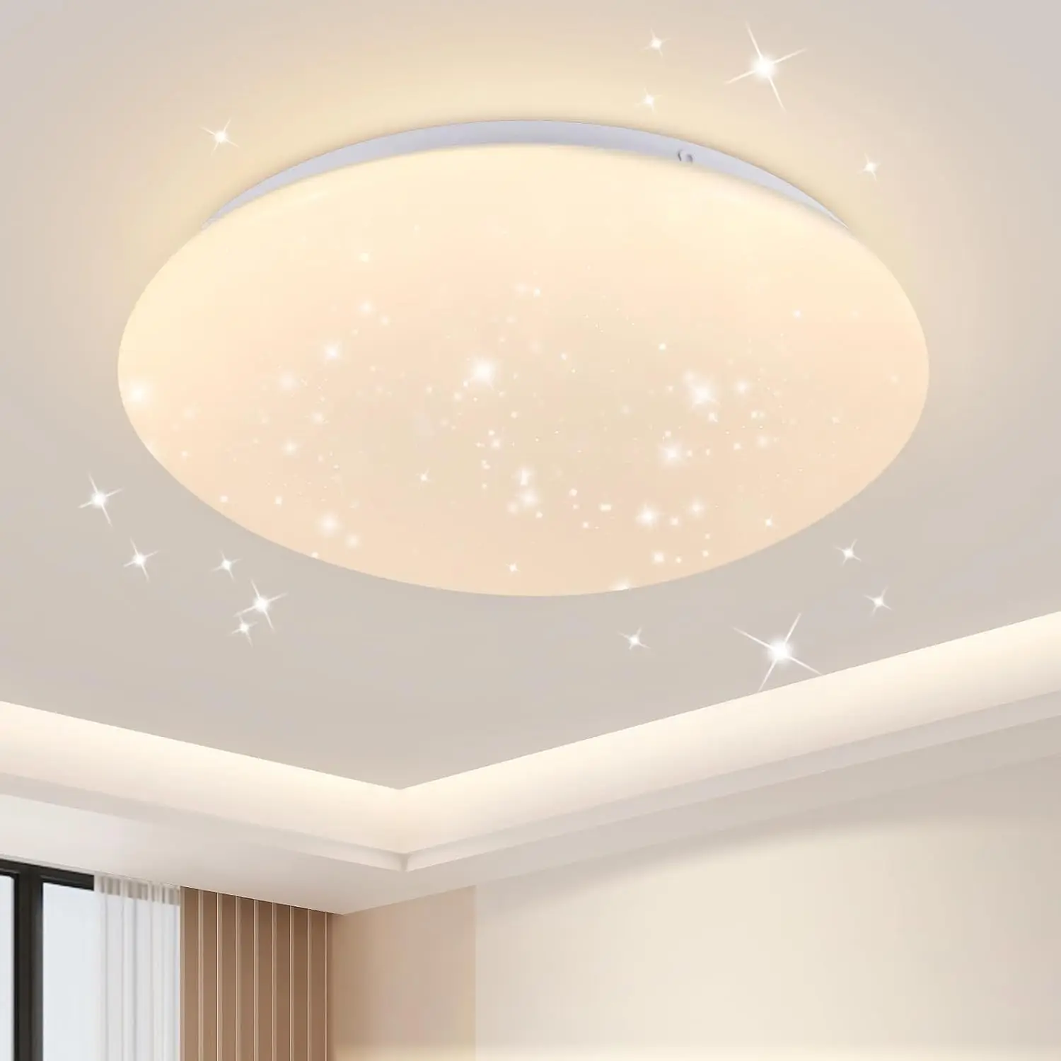 Cliheet Starry Sky LED-Deckenleuchte, weiß, 25 cm, rund, 12 W, 3000 K, für Schlafzimmer, Flur, Kinderzimmer