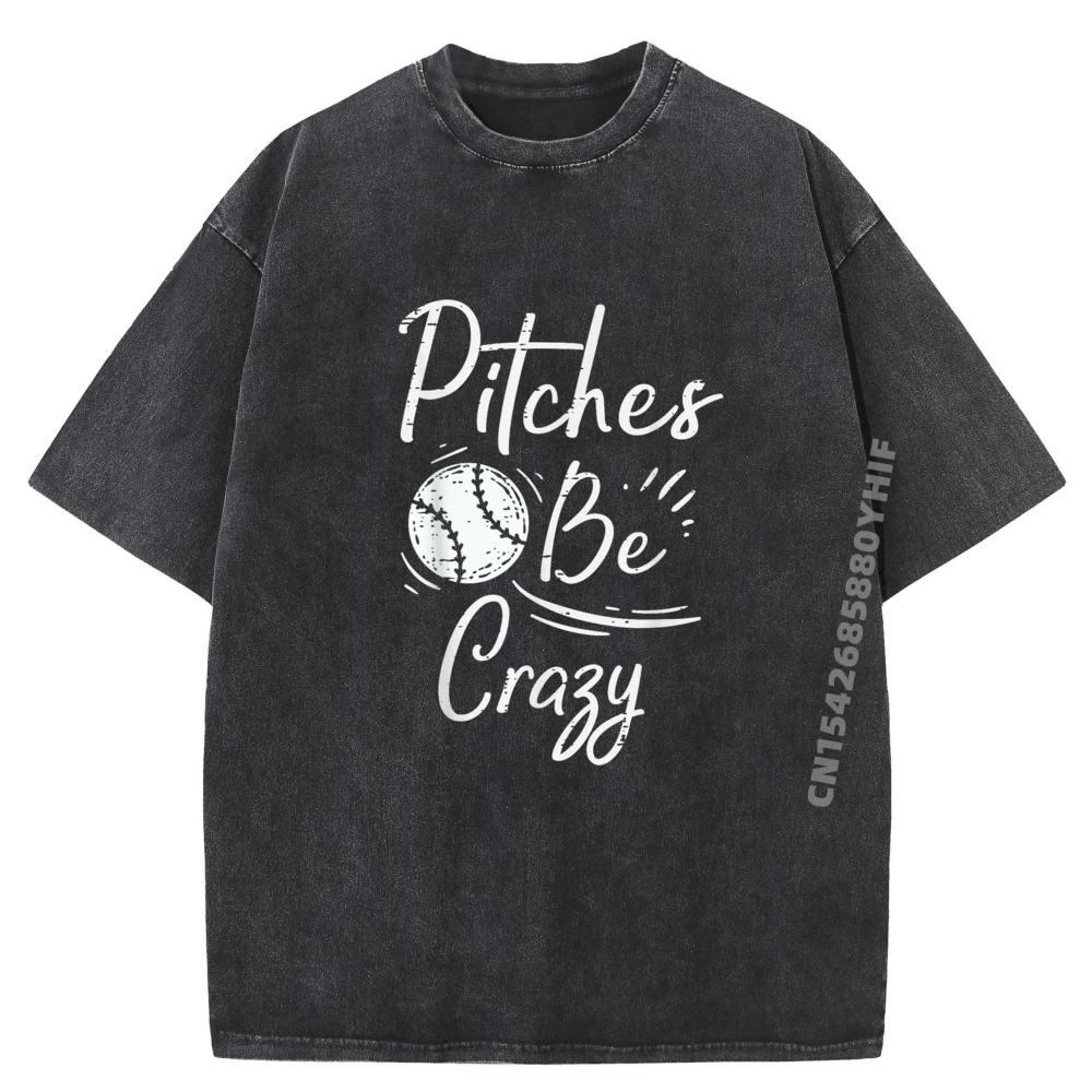 

Брендовая футболка Pitches Be Crazy Baseball Sports Player, высококачественная потертая рубашка большого размера, мужские топы большого размера с принтом